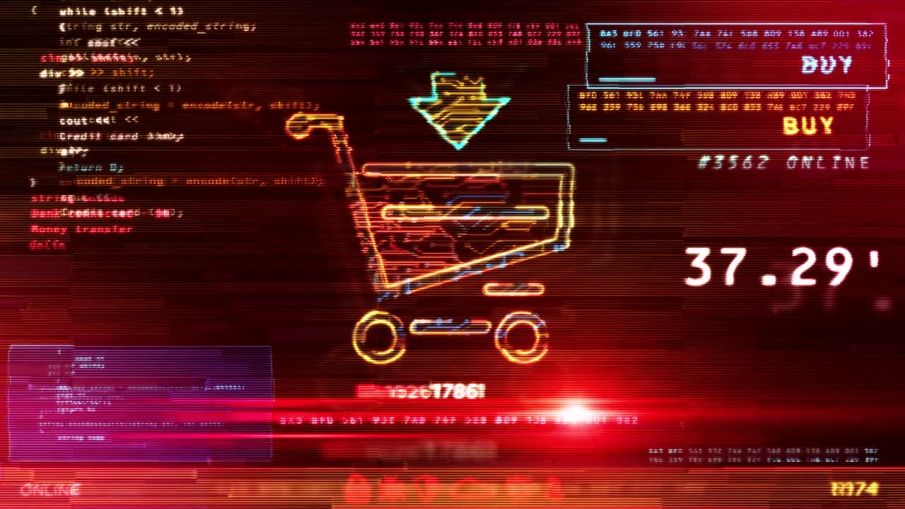 화면에 카트 기호가 있는 온라인 쇼핑