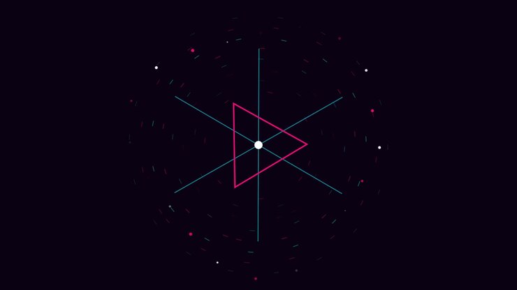 Abstract Geometric Motion Graphic with Rotating Triangle and Radial Lines