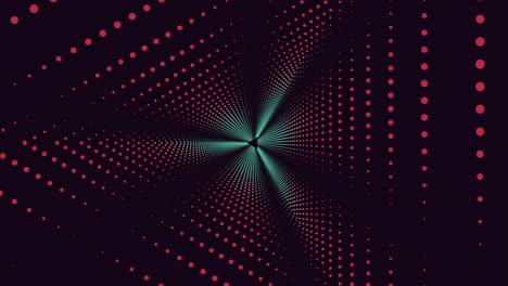 Dynamic spiral pattern red and blue dots in mesmerizing arrangement