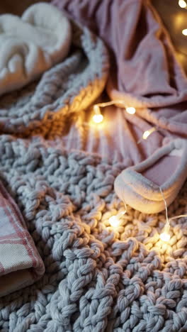 cozy winter bedding with lights