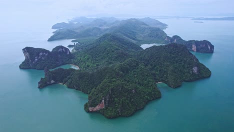 aerial view overlooking kao yao noi island surrounded by the andaman sea in thailand