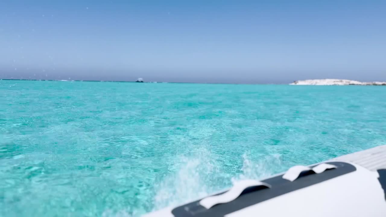 A view of a sea from a boat, close up shot