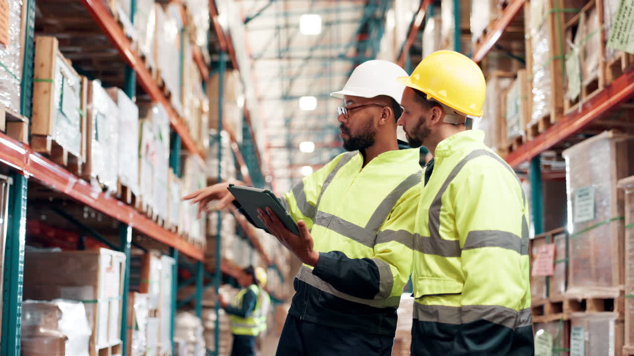trabajadores del almacén comprobando el inventario