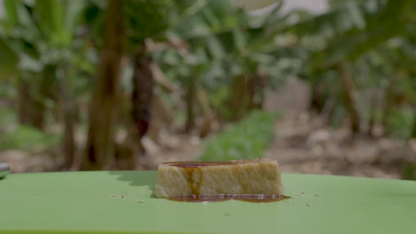 pouring soy sauce on tuna steak