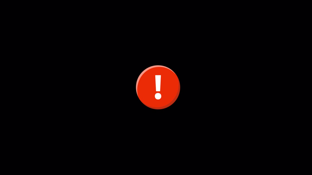 Red Exclamation Mark Warning Sign Icon on Black Background