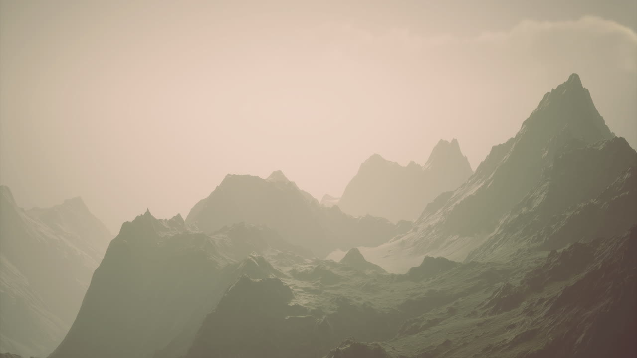 Majestic mountain landscape under soft sunlight in the early morning