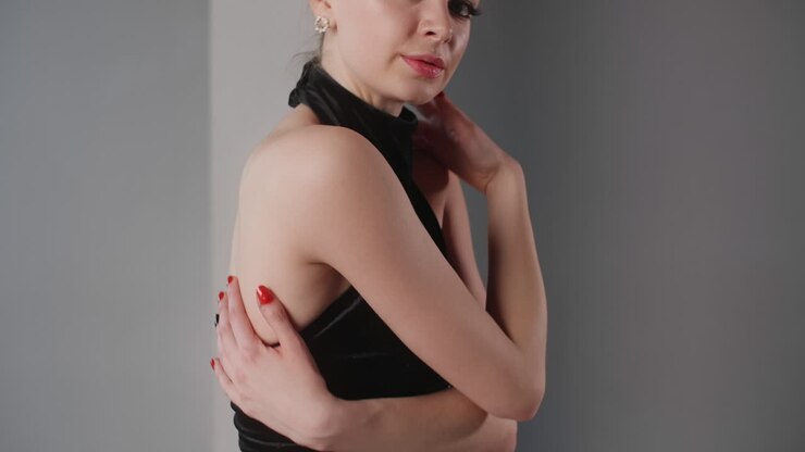 Woman in Black Velvet Dress