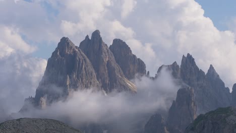 time lapse of high mountain tops ridge cliff, dolomites alps italy europe, alpe di siussi, val gardena