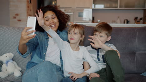 family taking a selfie together
