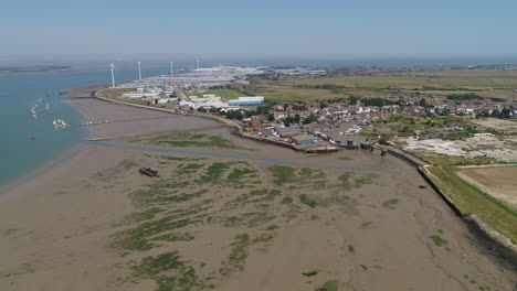 Vista-Aérea-De-Queenborough-En-La-Isla-De-Sheppey,-Kent,-Reino-Unido