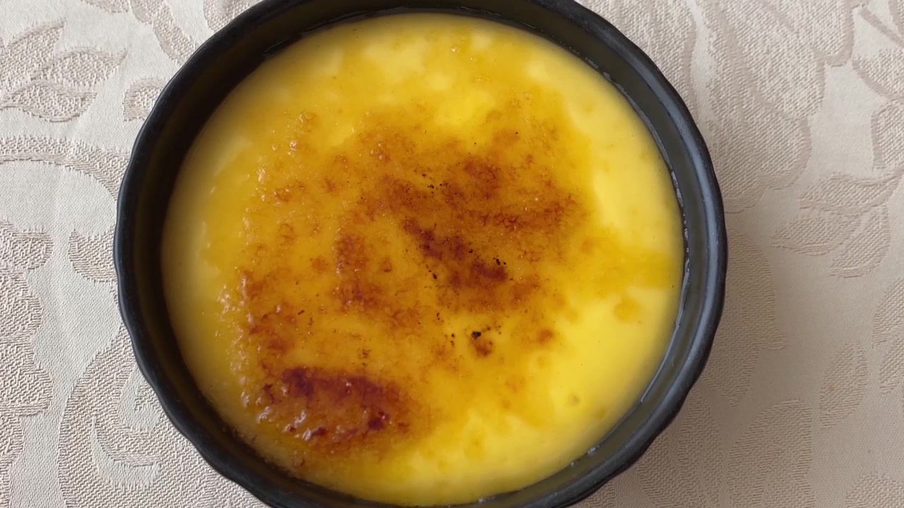 Catalan cream. Crema Catalana. Traditional Catalan custard dessert with a caramelized sugar crust.