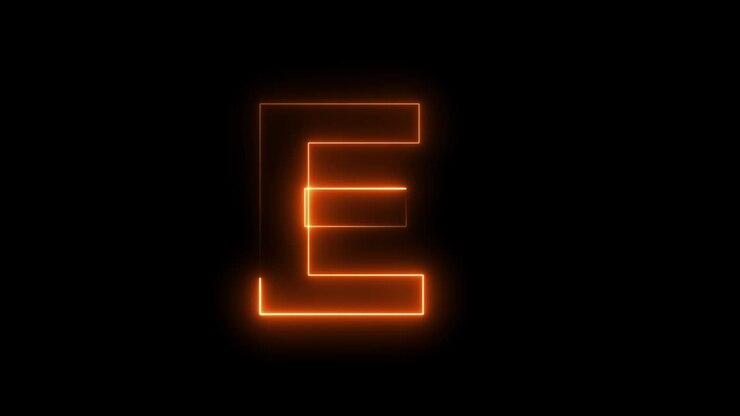 Neon animation seamless Letter E . 4K video background.