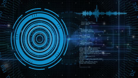 Animation-Des-Scope-Scannens-Und-Der-Datenverarbeitung-Auf-Schwarzem-Hintergrund