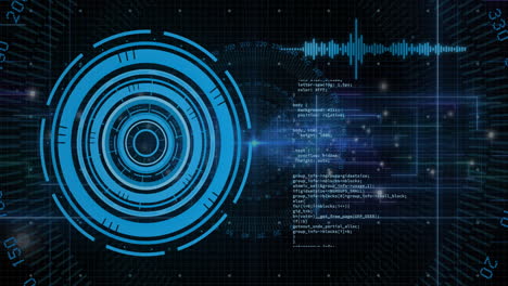 animación del escaneo del alcance y el procesamiento de datos sobre fondo negro