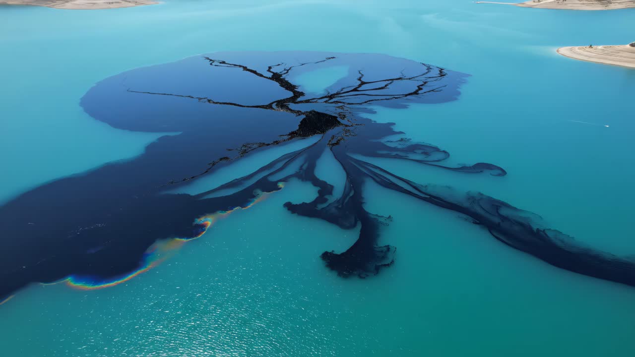 Aerial View of Water Pollution in a Lake