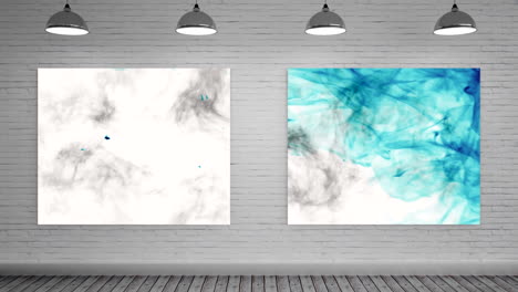 explosiones de color en el lienzo en la galería de arte