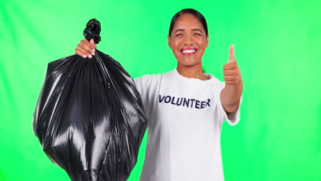 Cleaning,-volunteer-and-woman-on-green-screen