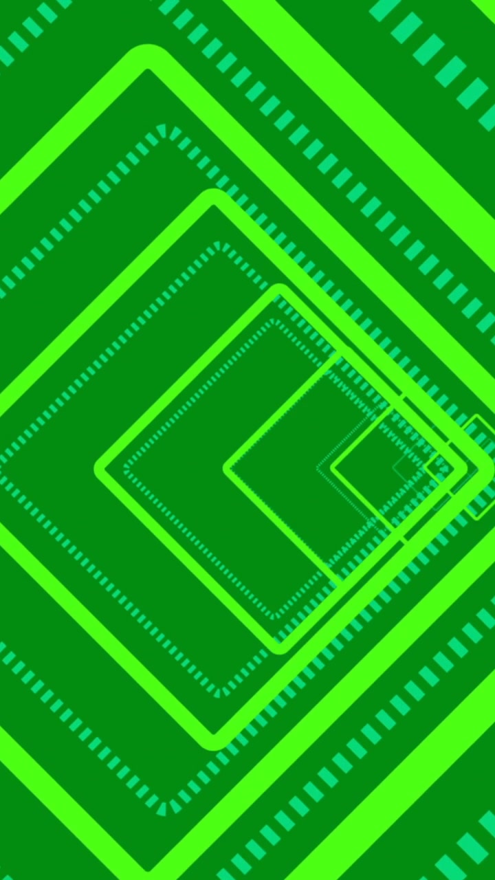 Animation of moving shapes on green background