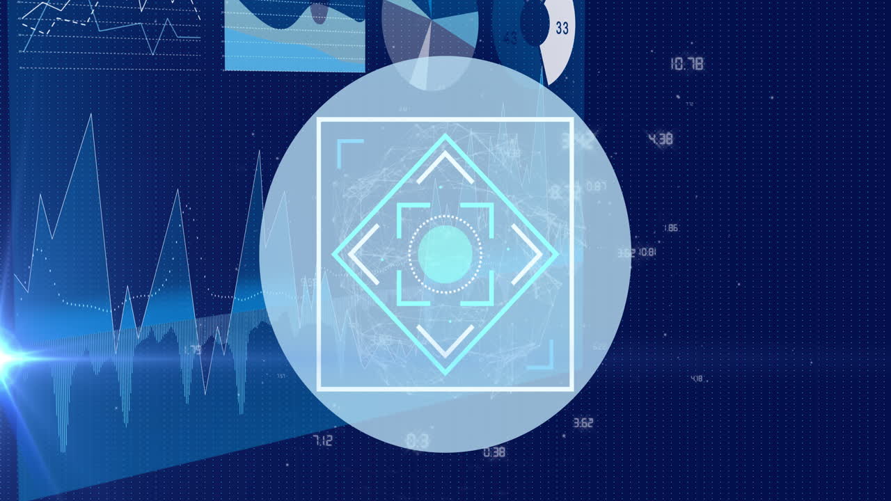 Animation of processing circle on scientific graph and numbers