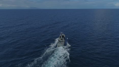 coast guard patrol boat. aerial circling