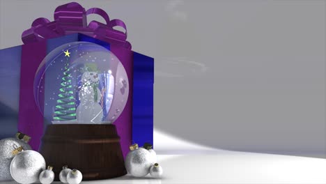 Un-Marco-Final-Cgi-3d-Elegante-Y-Muy-Realista,-Con-Adornos-Navideños-Plateados-Y-Un-Globo-De-Nieve-De-Muñeco-De-Nieve-Sobre-Un-Fondo-Transparente,-Con-Espacio-Para-Un-Mensaje-O-Eslogan-De-Su-Elección