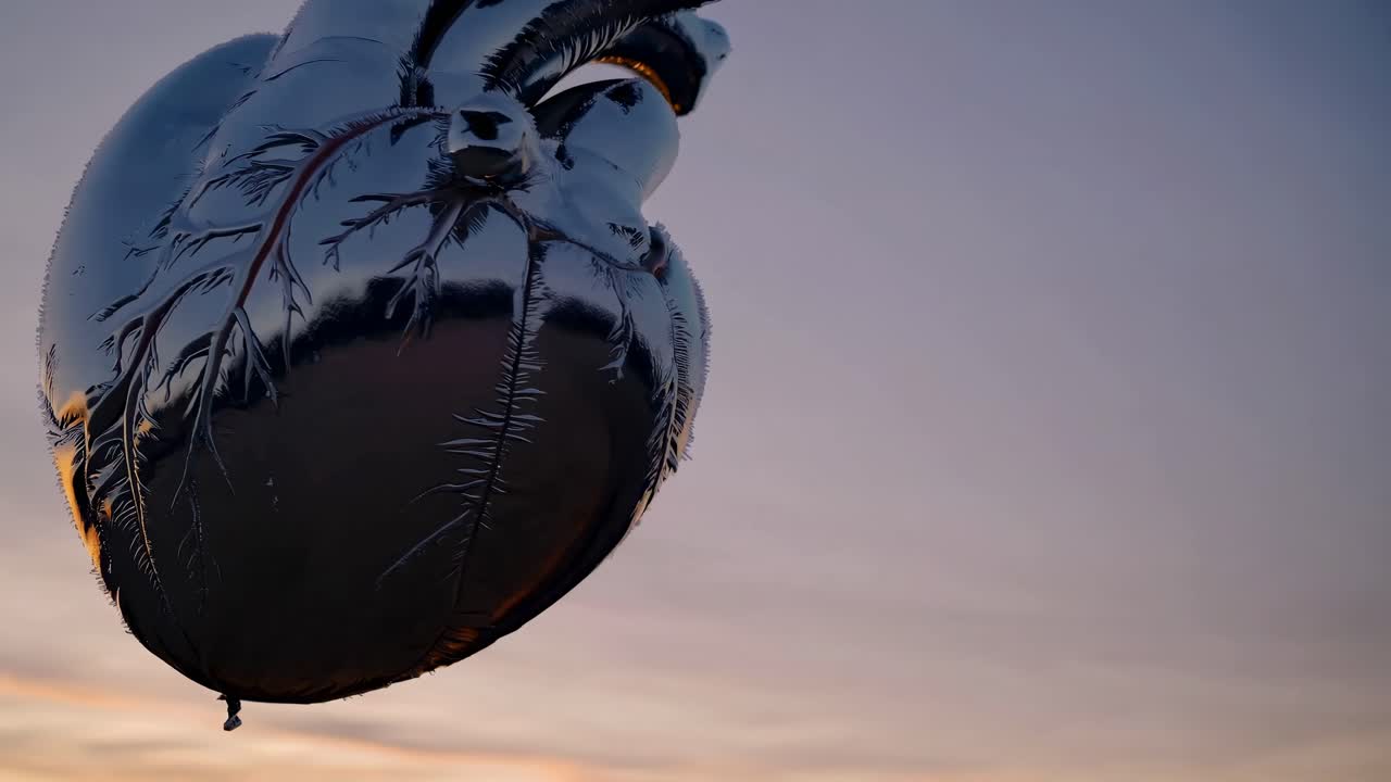Heart-shaped Balloon in the Sky at Sunset