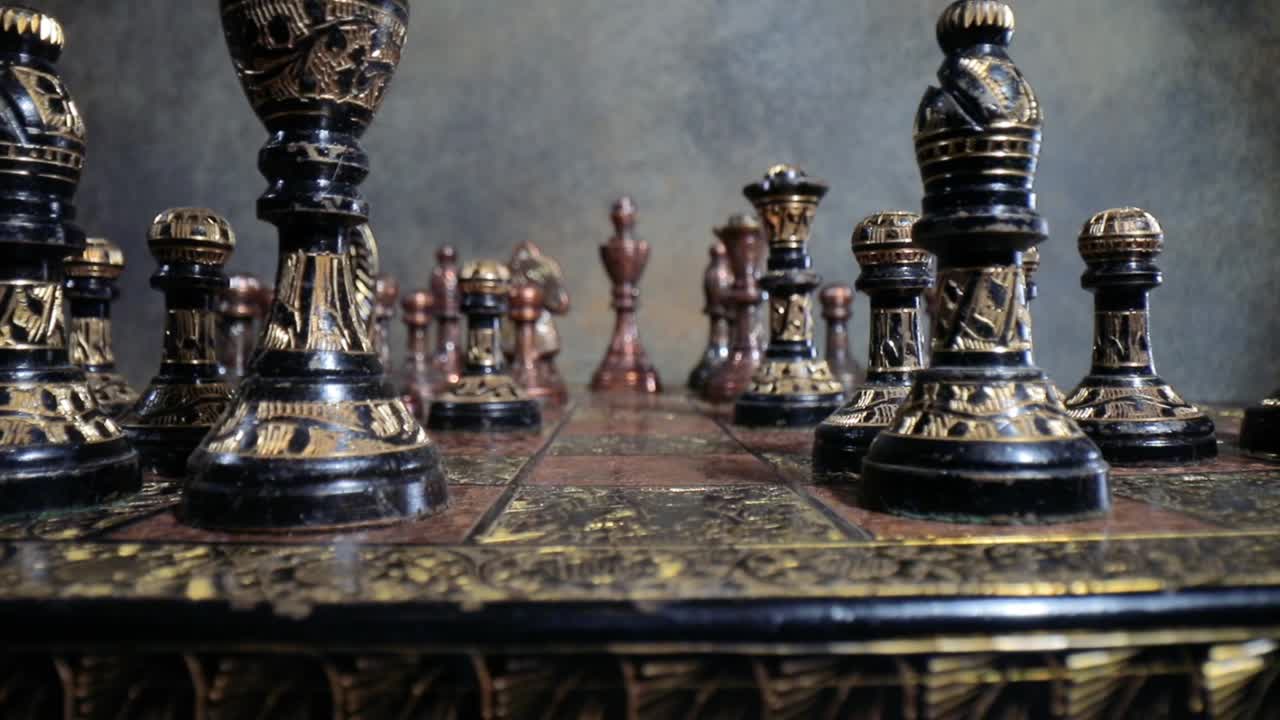 Vintage chess close-up