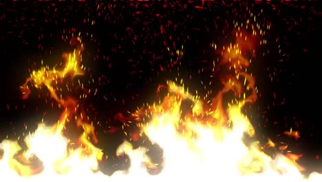 real fire flames are isolated on black background animation