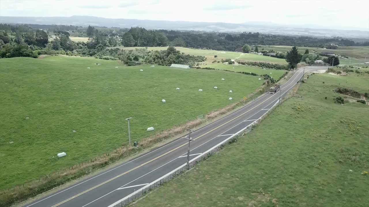 Rural Landscape with Road and Truck