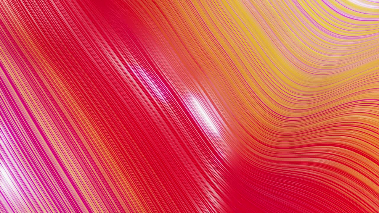표면에 파동의 아름다운 추상적인 배경, 빨간색과 노란색의 색 gradients, 파동 또는 파동이 액체에 있는 줄무 직물 표면으로 extruded 라인.
