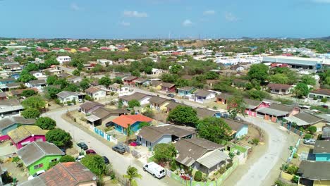 4k aerial fly over local neighborhood curacao