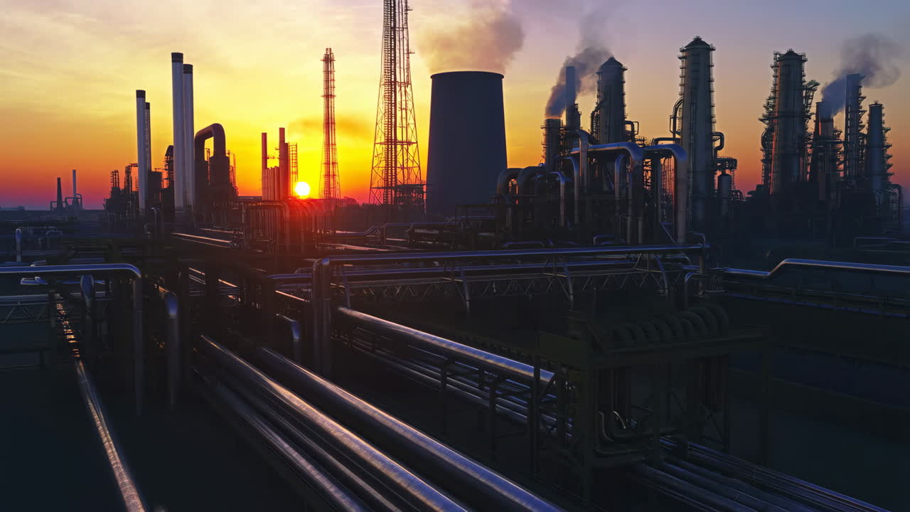 Oil Refinery at Sunset