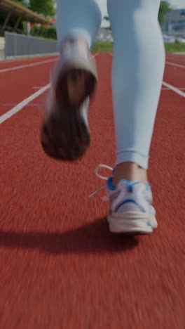 woman running on a track