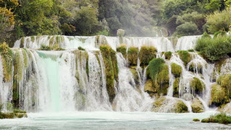 massive multilayered waterfalls at krka national park in croatia