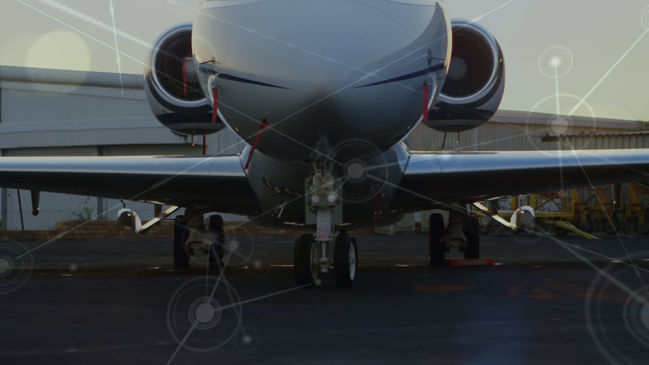 animación de la red de conexiones sobre el avión