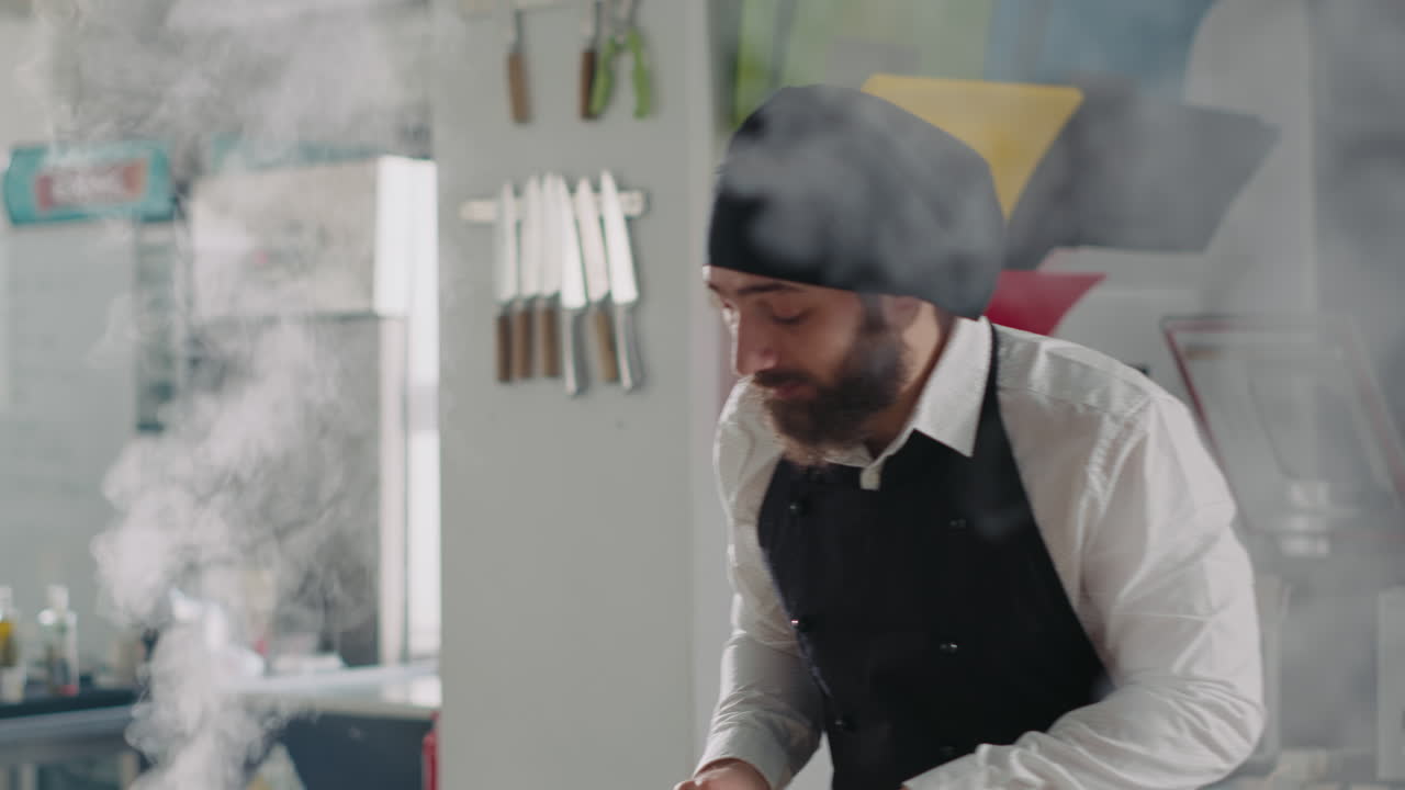 POV of professional chef explaining gastronomy on cooking show