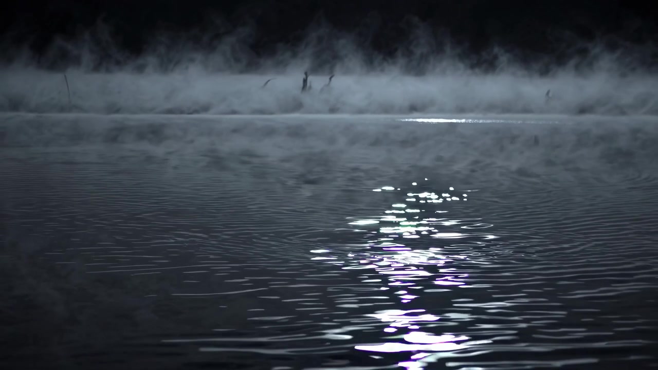 Dense Morning Mist Rising Over Calm Lake Surface