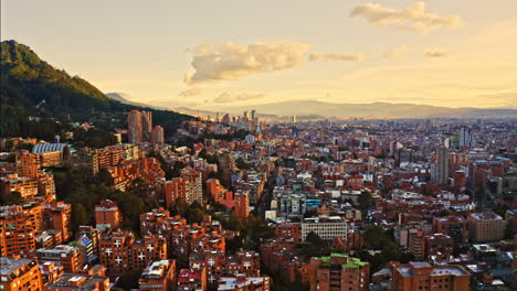 Cinematic-high-view-over-Bogotà,-capital-of-Colombia