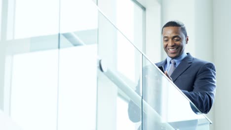 male african american financial advisor using wireless tablet