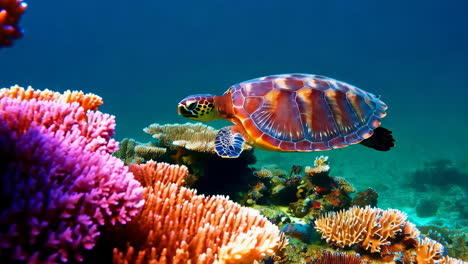 sea turtle in coral reef