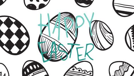 animation of easter eggs and happy easter text