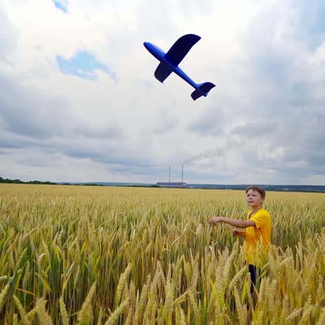 running boy with toy plane