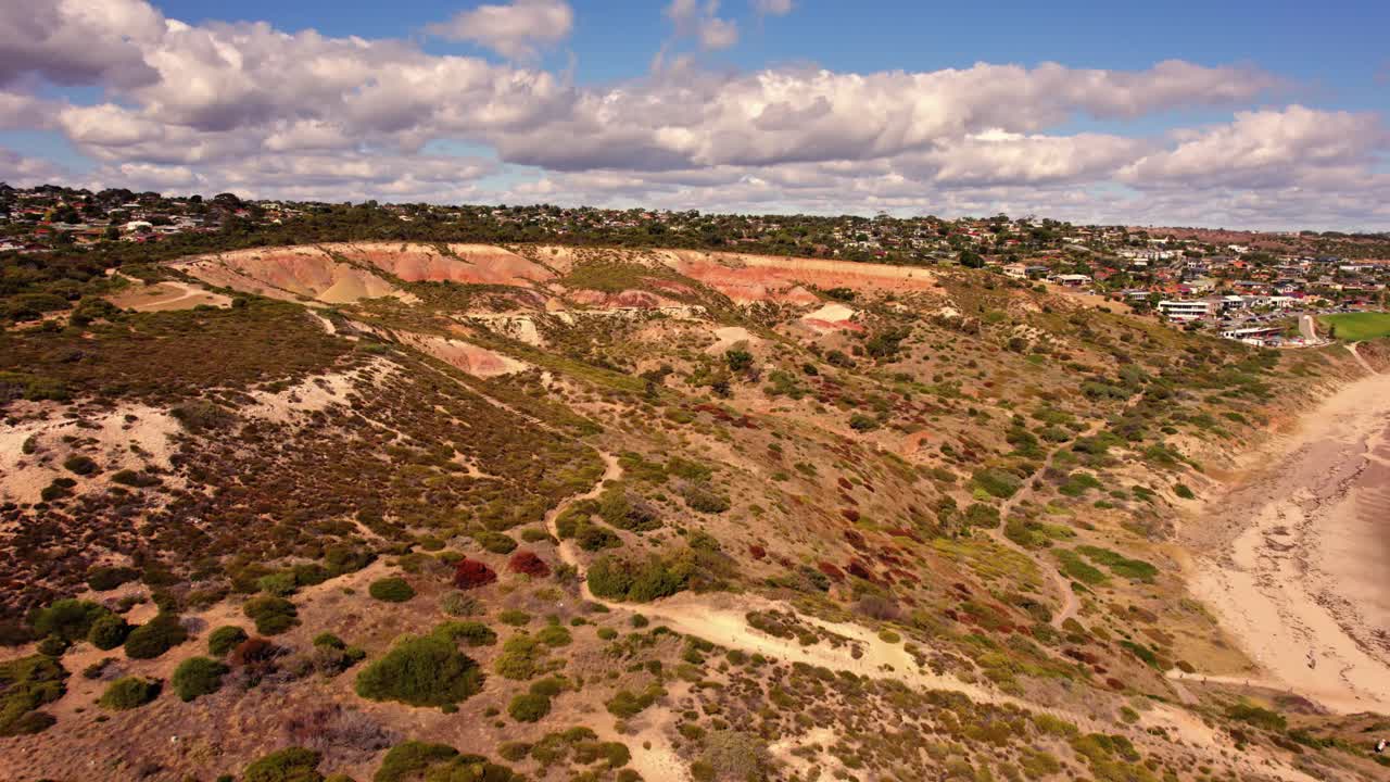 Aerial view of seascape along the vast beach on the South Coast during summer