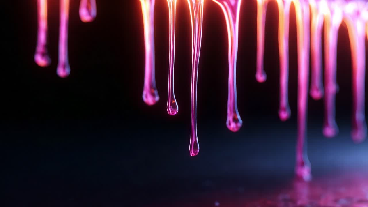 A Mesmerizing Display of Liquid Vibrance: Captivating Drips and Streams of Colorful Fluid Formations in a Dark Atmospheric Background That Evokes Imagination and Wonder