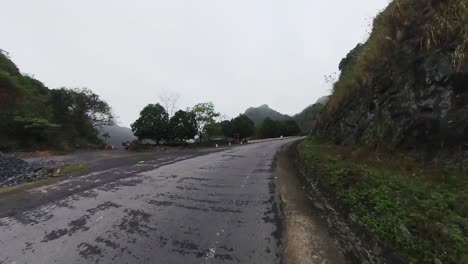 foggy cát bà island hospital cave road is the largest of the 367 islands in vietnam at the morning