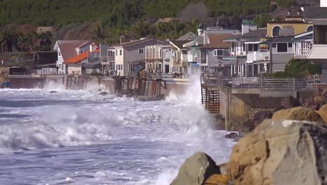 southern california beach houses during a very large storm event 1