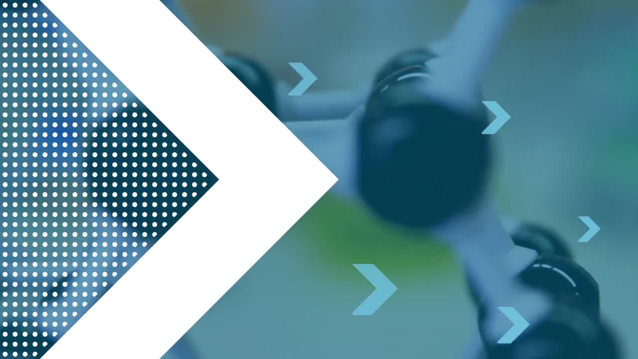 formas geométricas abstractas contra el primer plano del modelo de estructura molecular en el laboratorio