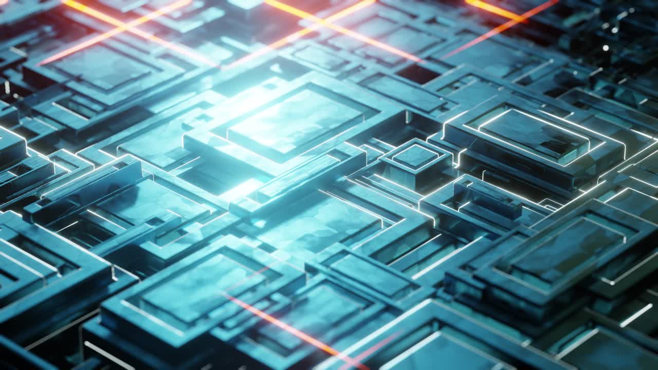 4K video animation. Abstract background with glowing flowing lights.