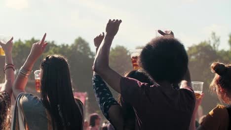 rear view of people having good time in festival