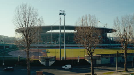 Toma-De-Drone---Inspira-2-X5---Revelación-De-Elevación-Del-Estadio-De-Francia,-Saint-Denis,-París